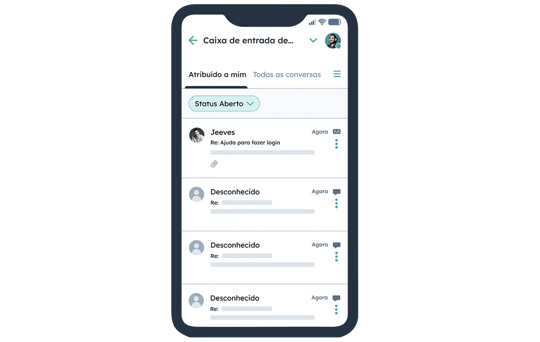 captura de tela mostra como funciona o atendimento ao cliente no celular disponível no aplicativo da HubSpot 