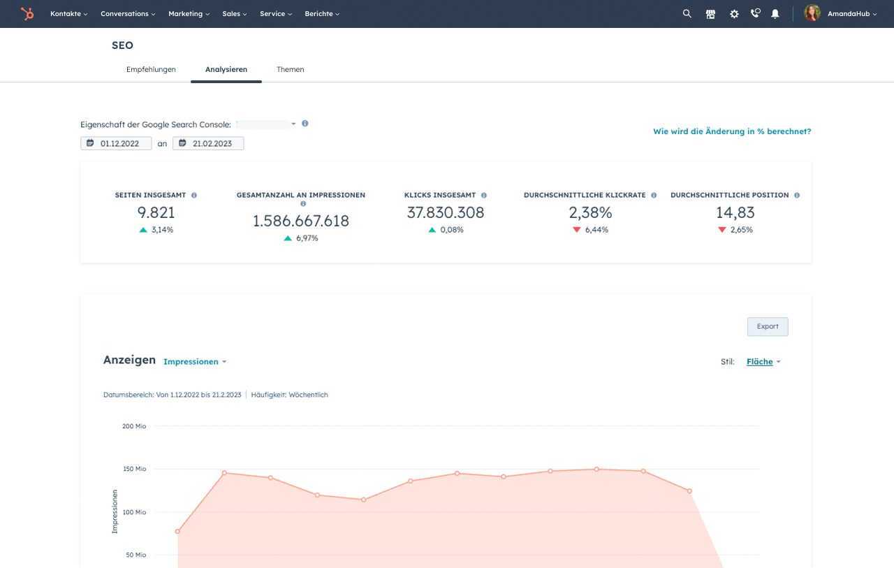 Screenshot HubSpot - SEO Software