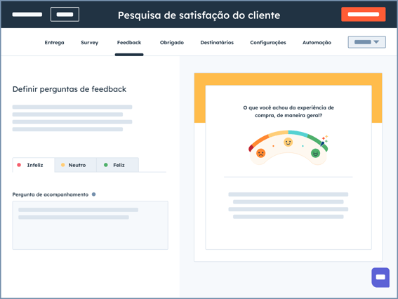 Pesquisa de Satisfação na ferramenta Service Hub da HubSpot