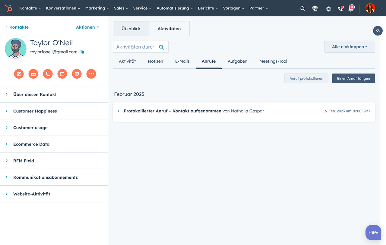 Bildschirmfoto eines Transkripts in der Software zur Anrufprotokollierung