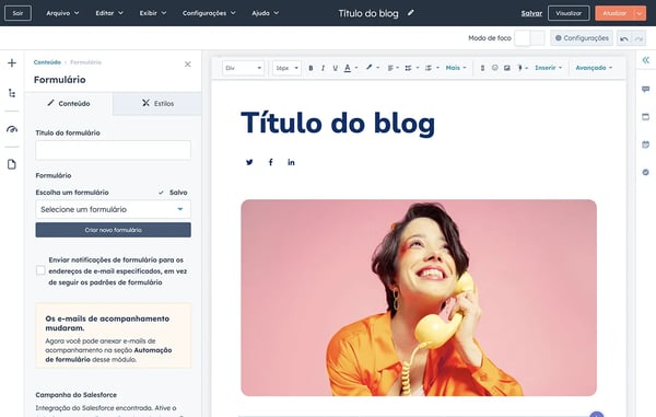 capture leads com o criador de blog gratuito da HubSpot