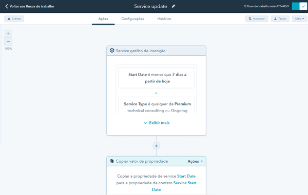 criação de fluxos de trabalho com os objetos personalizados no CRM da HubSpot