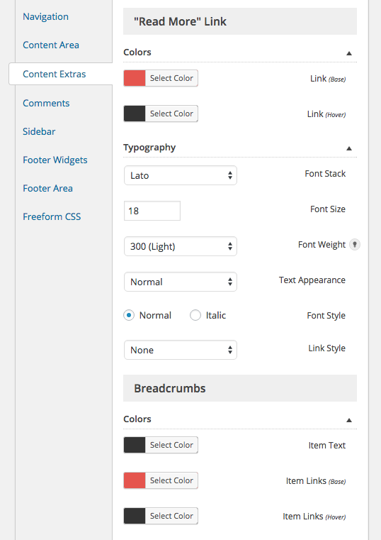 Genesis Design Palette Content Settings