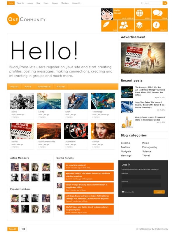 OneCommunity BuddyPress theme