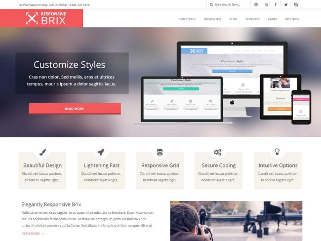 Responsive Brix minimalist theme demo