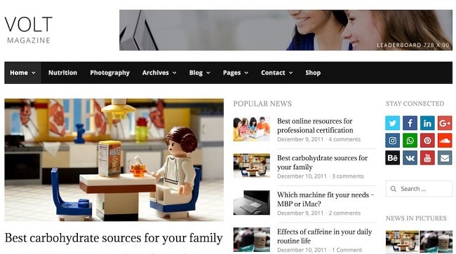 Volt right-to-left (RTL) WordPress theme