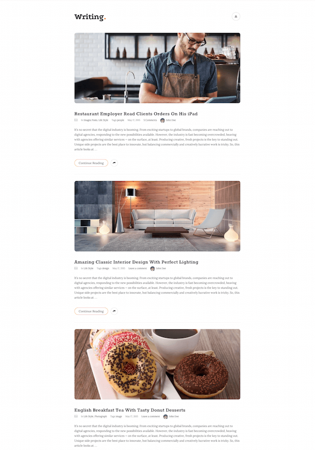 Writing Blog Wordpress Theme