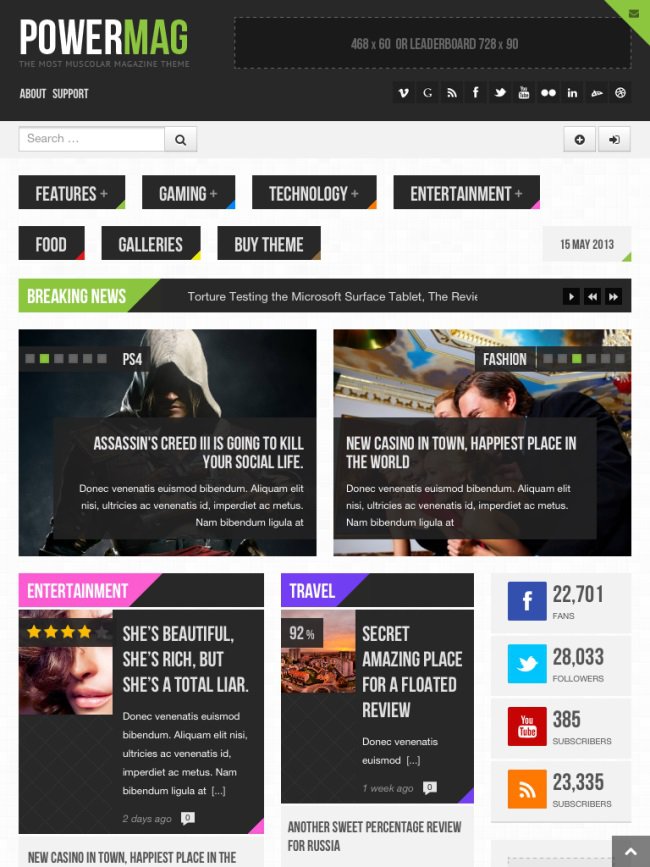 PowerMag right-to-left (RTL) WordPress theme
