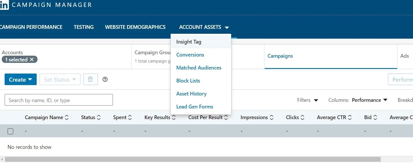 Insight tag for linkedin ads