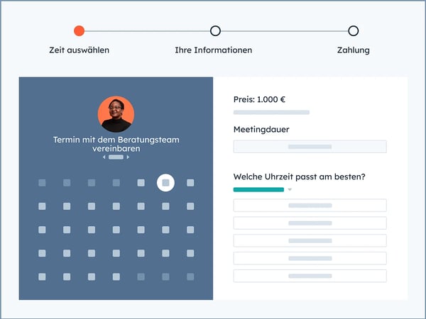 HubSpot-Benutzeroberfläche zeigt den Meetingplaner an