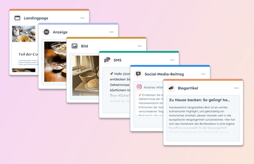 Beispiele von Inhalten die in HubSpots Content Hub erstellt werden