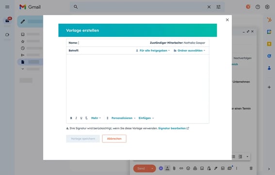 Ansicht einer E-Mail, die im Posteingang mit dem Vorlagendesigner von HubSpot erstellt wird