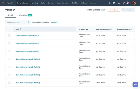 HubSpot E-Mail-Vorlagen-Bibliothek mit 10.000 geteilten Vorlagen für Kundengewinnung und Konversion