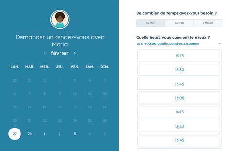 Planning partagé de HubSpot