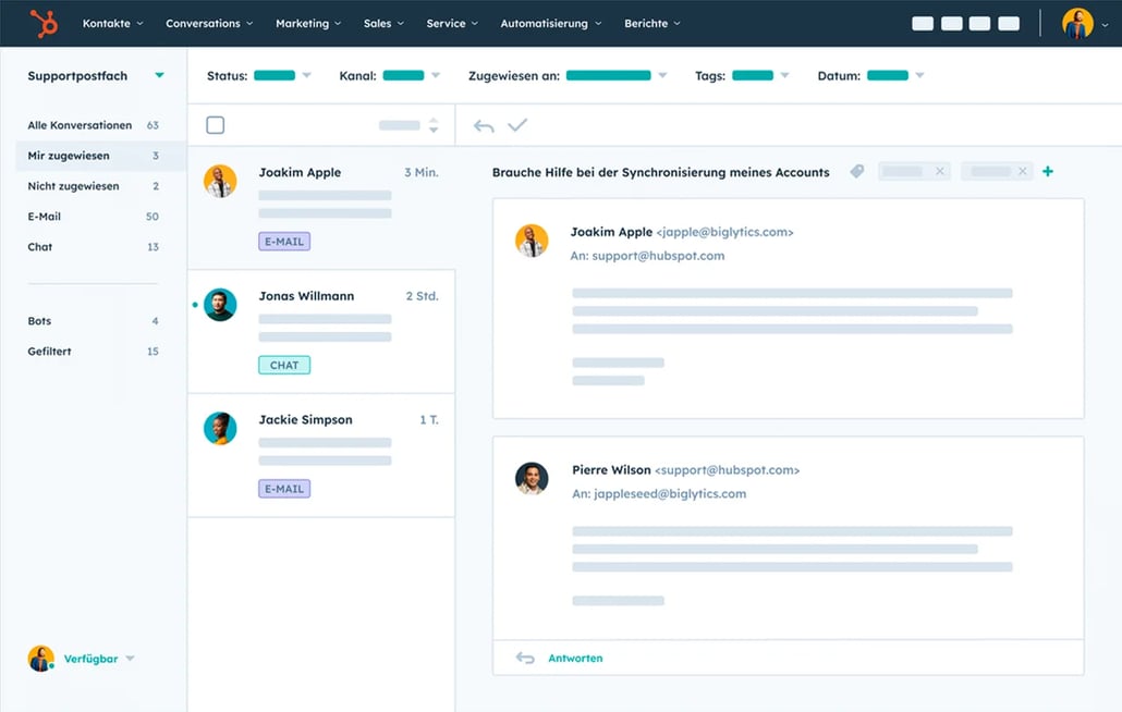 Postfach mit einer eingehaltenen SLA