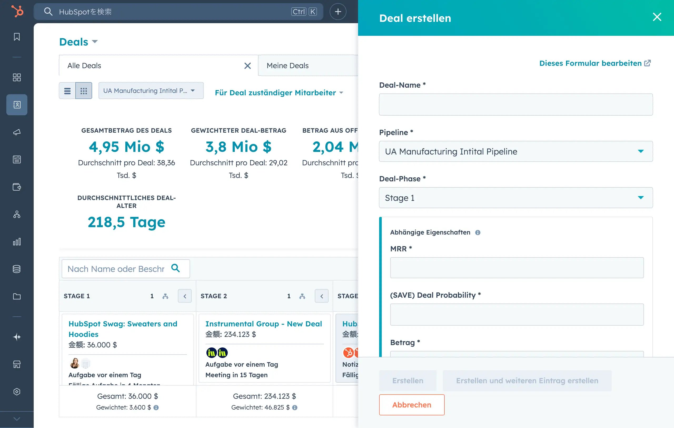 Deal Dashboard in HubSpots ABM-Funktion