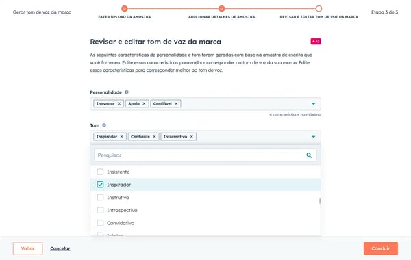 personalização do tom de voz com personalidade e presença