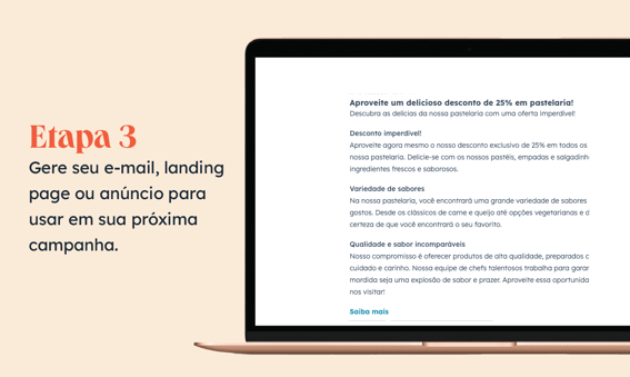 Assistente de Campanhas: gere recursos para landing pages, e-mails e anúncios