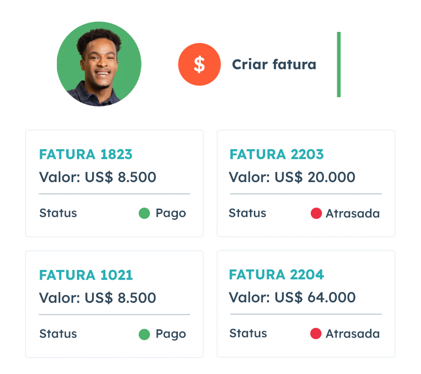 Faturas - recurso do Commerce Hub da HubSpot 