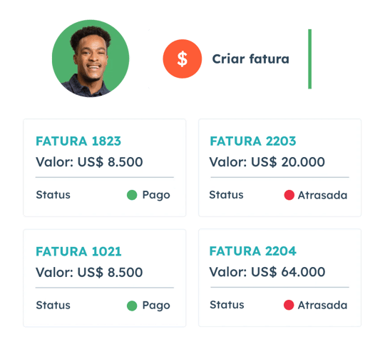 Faturas - recurso do Commerce Hub da HubSpot 