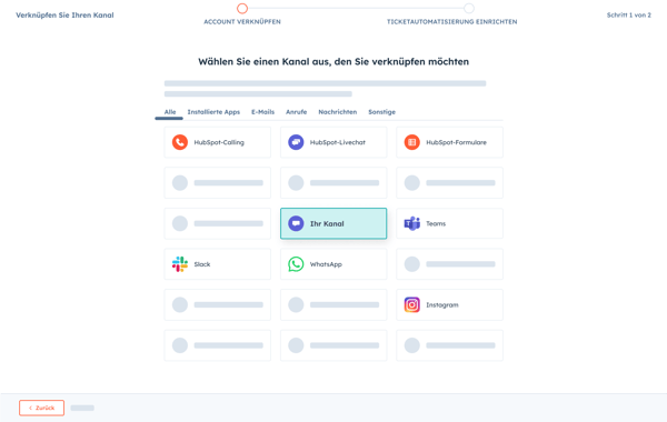 HubSpot Service Hub: Verknuepfung zu benutzerdefinierten Kanaelen