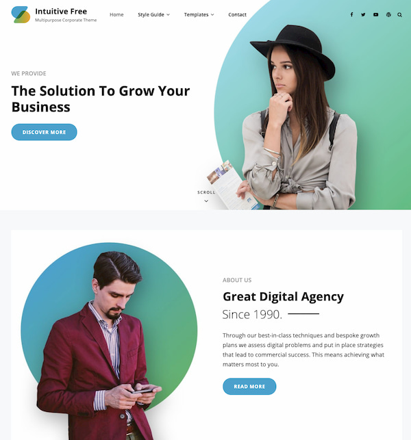Intuitive free theme demo shows minimalist business homepage-1