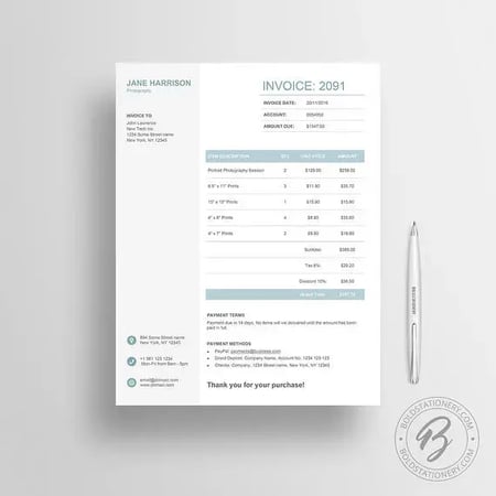 Invoice Design Templates and Examples: Bold Stationary