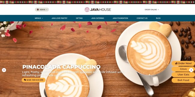 JAVA HOUSE coffee shop website