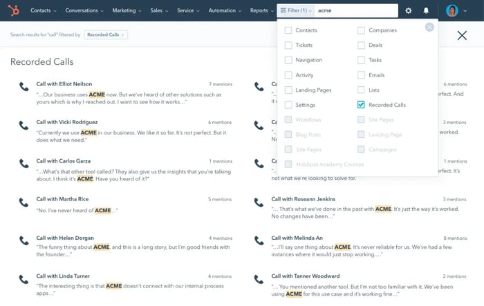 team uses hubspot conversation intelligence