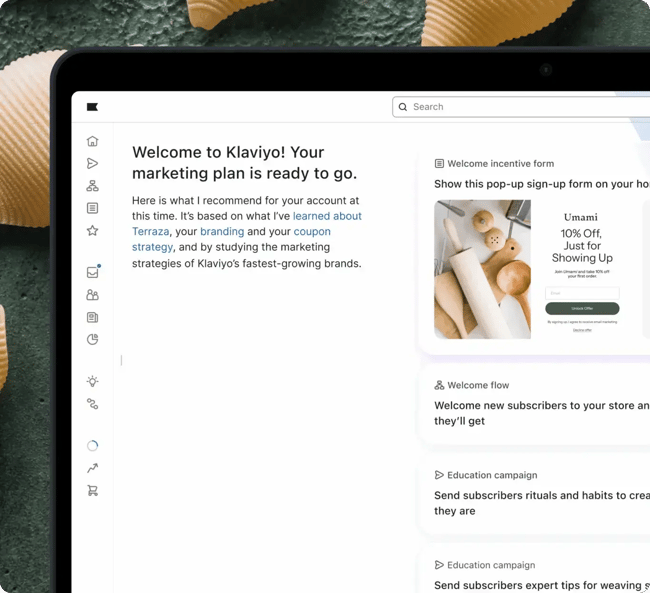 Klaviyo lead nurturing tool marketing plan preview page