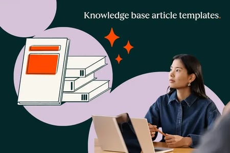 woman writing a knowledge base article using templates