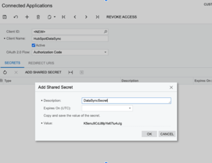 Screenshot showing the Add Shared Secret window in Acumatica CRM.