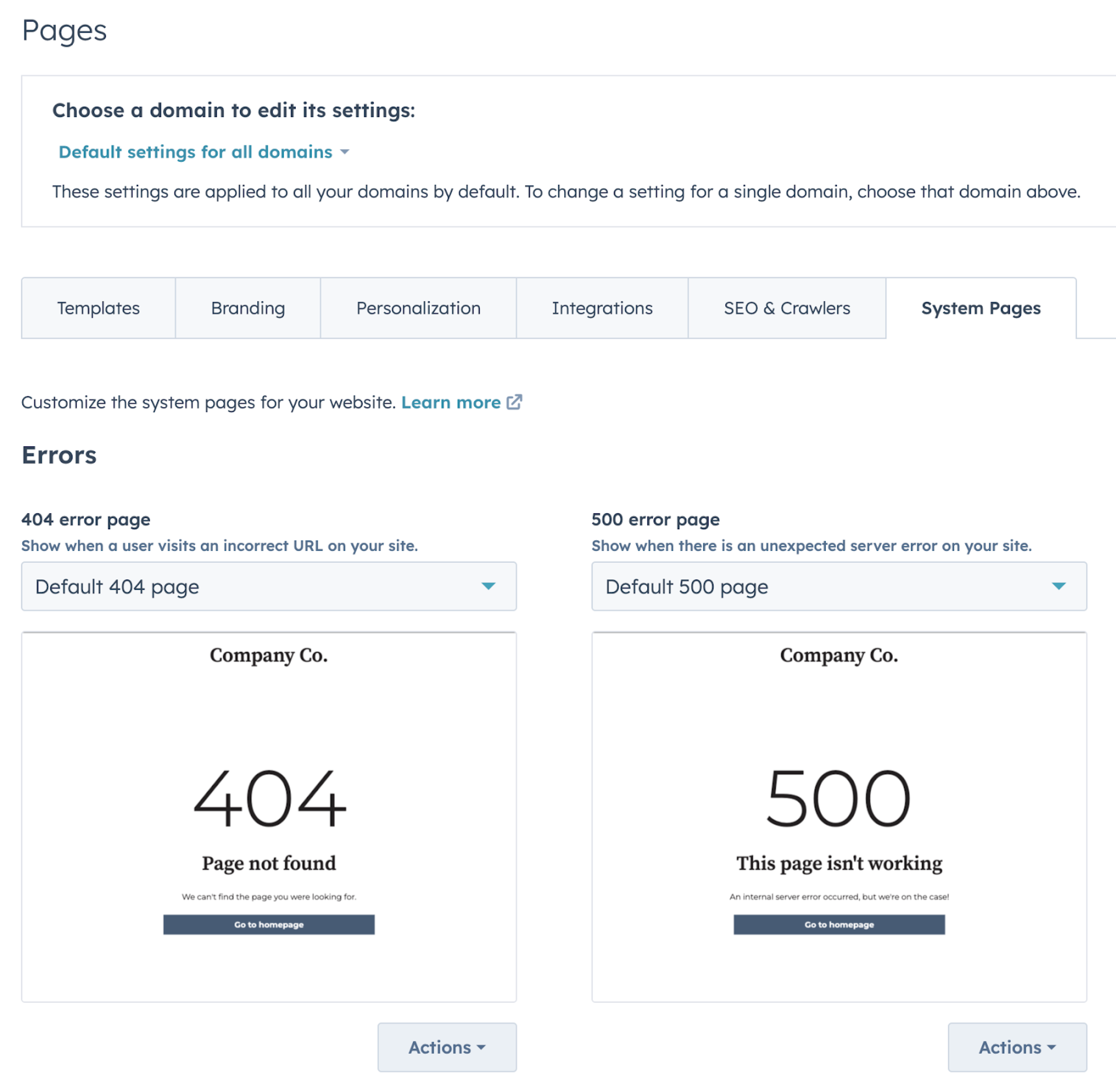 set-system-error-pages
