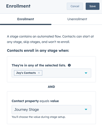 Journey enrollment