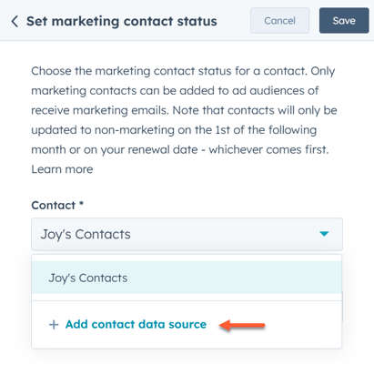 KB - add contact data source