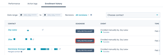 KB - why a contact enrolled wf