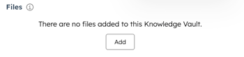 A side panel is displayed when editing a knowledge vault. A section for file is visible with an add button.