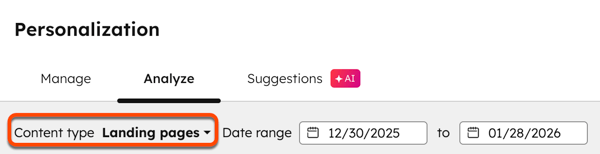 In the personalization tool, at the top of the Analyze tab a bax is placed around the Content type dropdown menu.