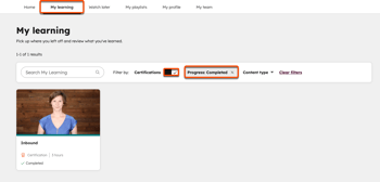 My learnings tab of Acaddemy with the Certificates toggle on. It's also showing only completed courses.