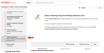 An in progress certification highlighting a practical exercise.