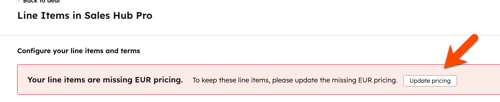 A screenshot showing the banner alert stating that currencies need to be updated.