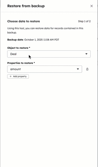An animated GIF showing the right panel where you can choose what you want to restore.