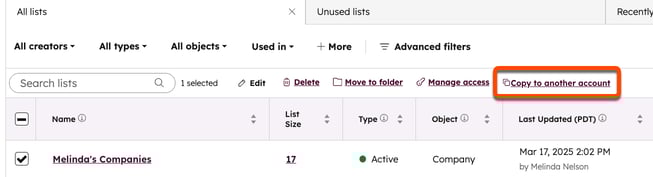 A screenshot showing the copy assets to another acocunt button.