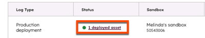 A screenshot showing the assets deployed button.