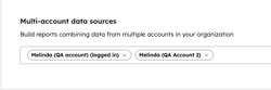 A screenshot showing how to sleect accounts for multi-account reports.