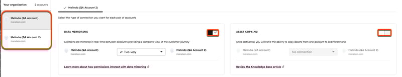 A screenshot showin the multi-account configuration page.