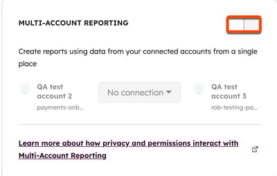 A screenshot showing the multi-account reporting toggle.