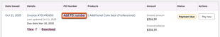 screenshot showing the Add PO number link in HubSpot