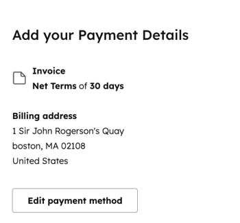 screenshot showing the Add your payment details screen for invoice payment