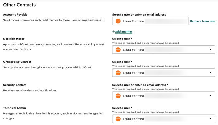 Screenshot showing how to update other contacts in HubSpot.